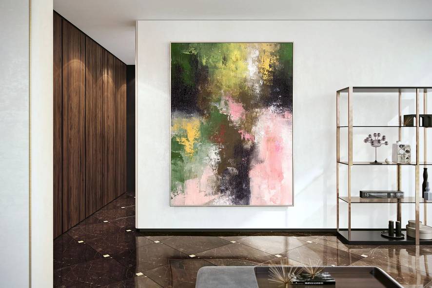 Painting Hand-painted Modern Bedroom Canvas Abstract Canvas Artwork E7OK2